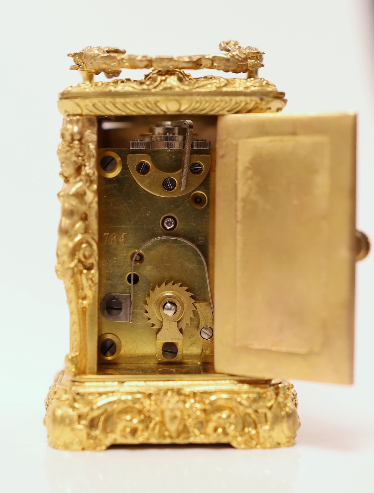 A miniature carriage timepiece, 7cms high